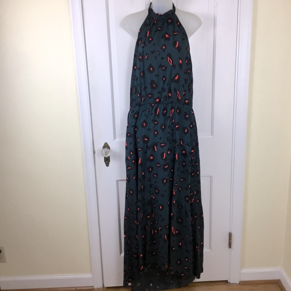 Elegant Halter Maxi Dress in Black and Red